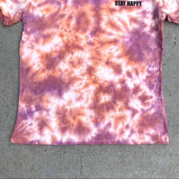 CUSTOM Color Tie Dye Think Happy Graphic Tee S Jrs - Picture 5 of 13